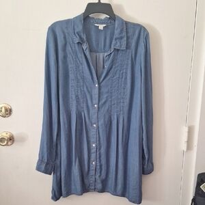 Cato Long Sleeve Chamray Button Front Tunic